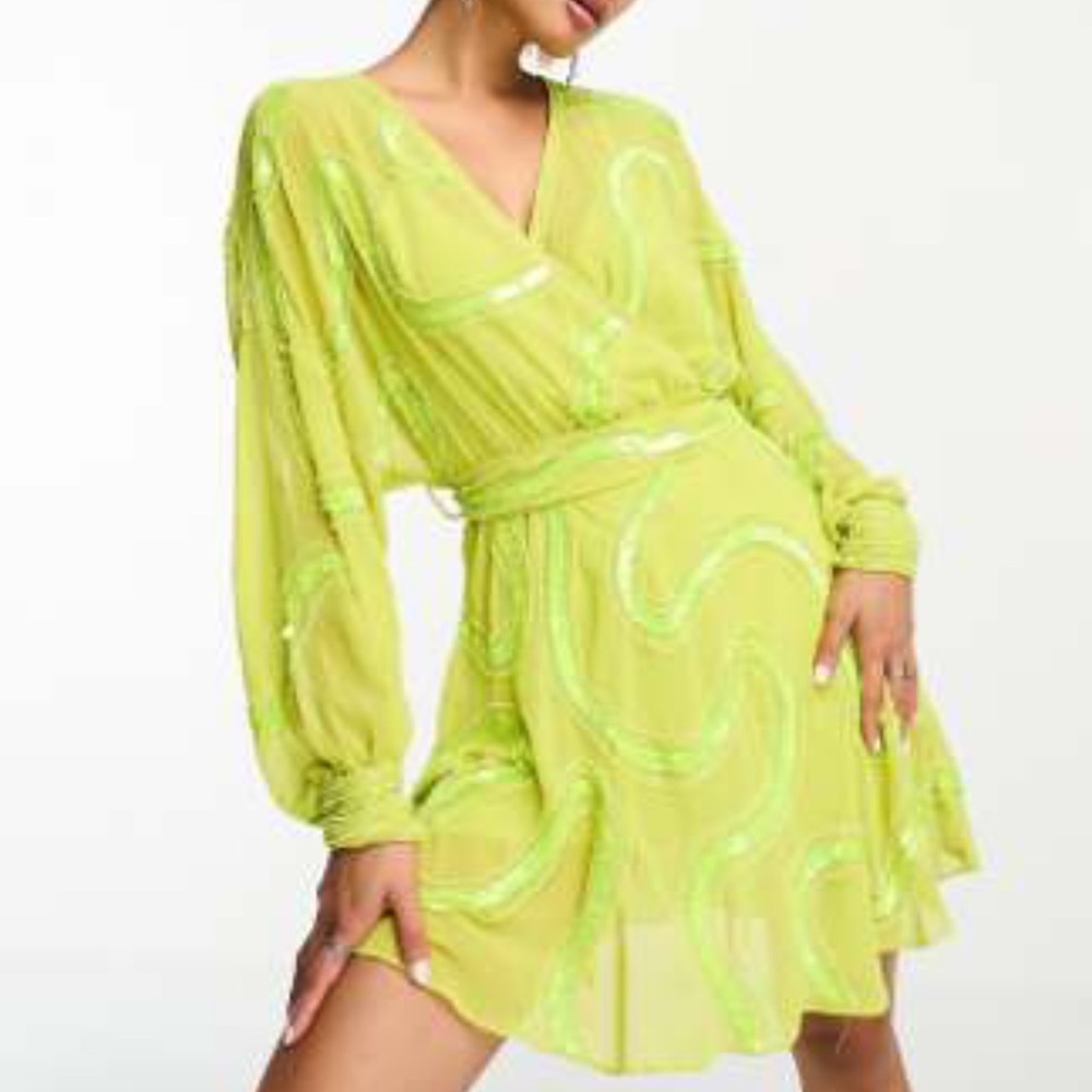 ASOS Lime Green Embellished Dress